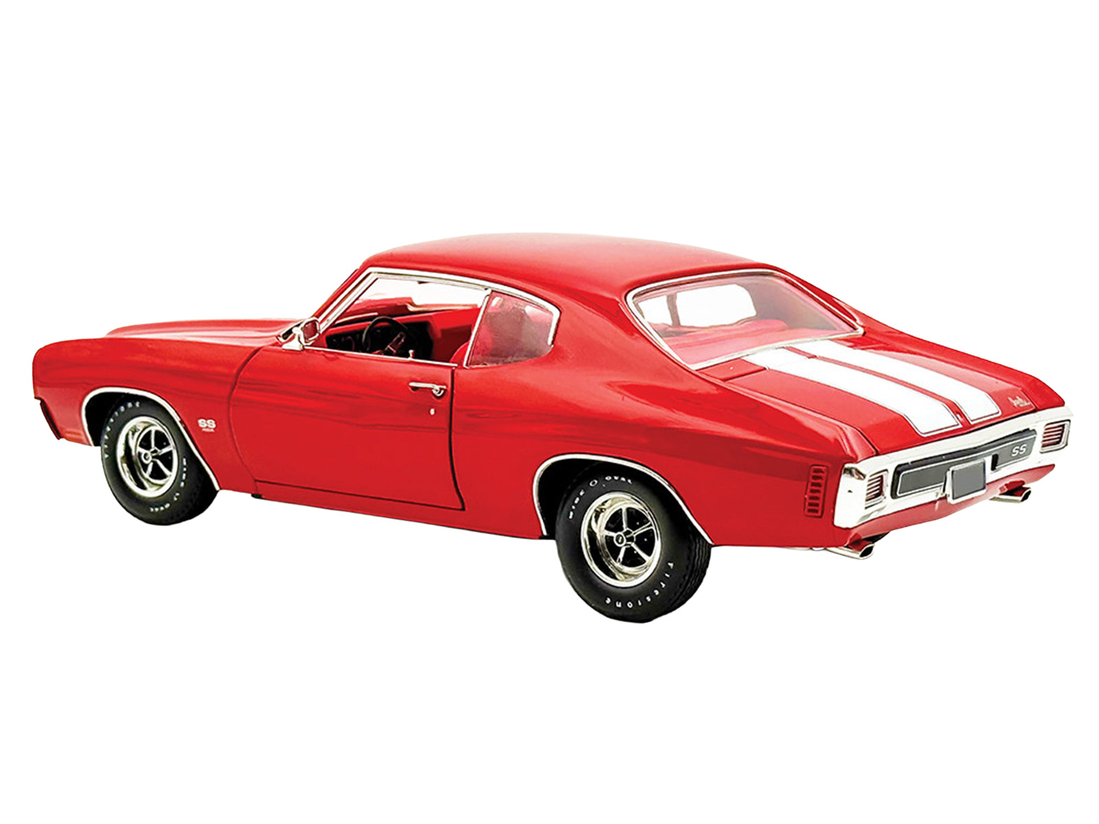 1970 Chevrolet Chevelle SS 454 LS6 Cranberry Red with White Stripes and Red Interior Limited Edition to 454 pieces Worldwide 1/18 Diecast Model Car by ACME - image 5