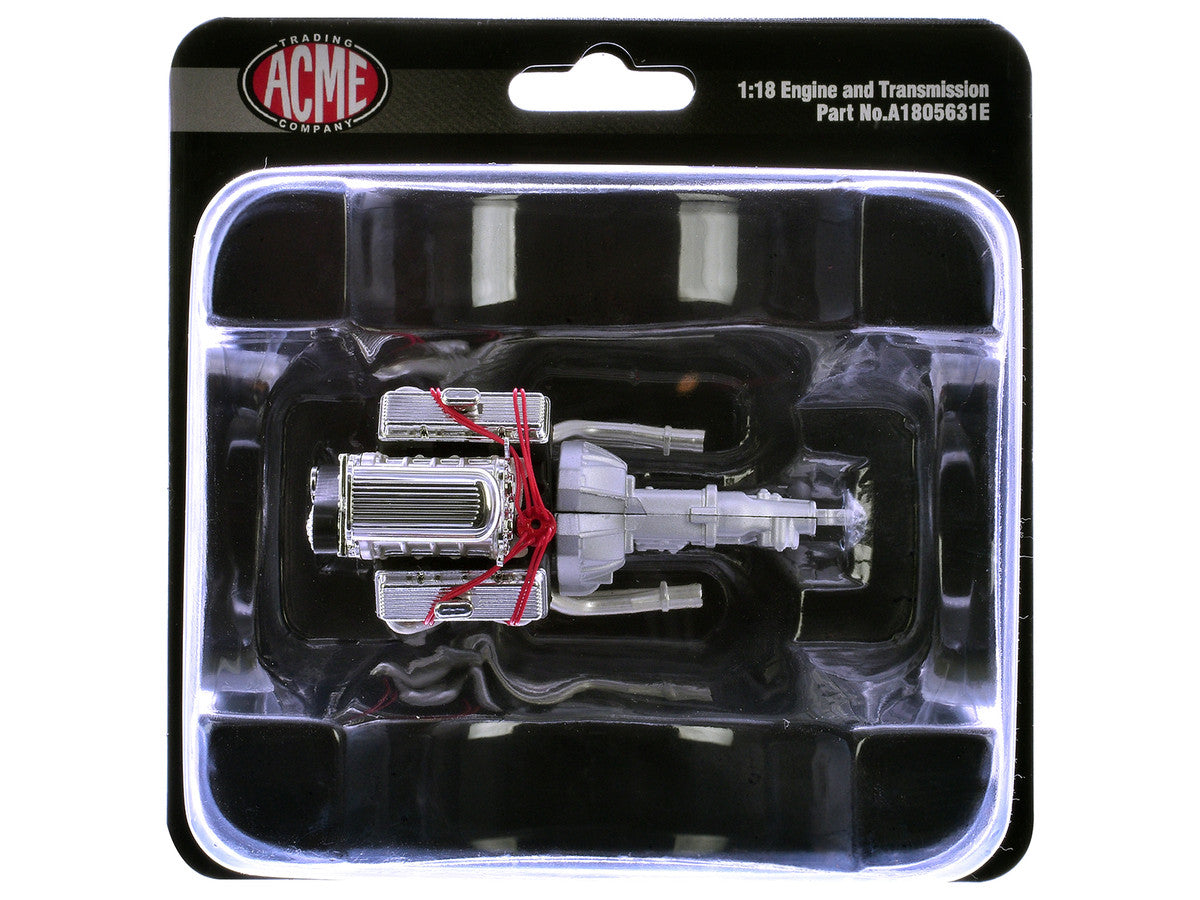Blown 455 Engine and Transmission Replica from 1970 Oldsmobile 442 W30 W Machine 1/18 Model by ACME
