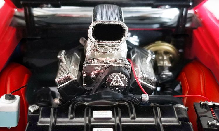 Blown 455 Engine and Transmission Replica from 1970 Oldsmobile 442 W30 W Machine 1/18 Model by ACME
