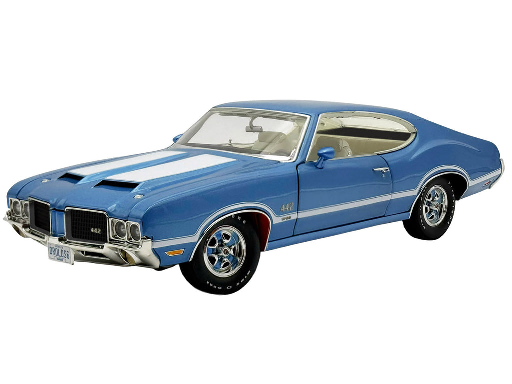 1971 Oldsmobile 442 W30 "Dr. Olds Release #6" Viking Blue Metallic with White Stripes Limited Edition to 442 pieces Worldwide 1/18 Diecast Model Car by ACME - image 2