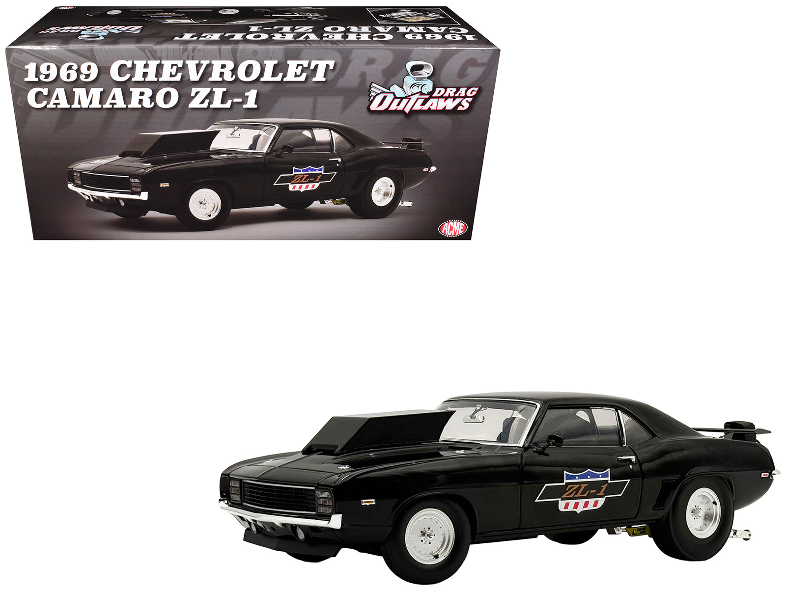 1969 Chevrolet Camaro ZL-1 "Drag Outlaws" Black Limited Edition to 372 pieces Worldwide 1/18 Diecast Model Car by ACME
