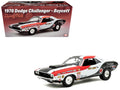 1970 Dodge Challenger "Boycott - 'Dandy' Dick Landy" White with Black and Red Stripes and Graphics Limited Edition to 500 pieces Worldwide 1/18 Diecast Model Car by ACME