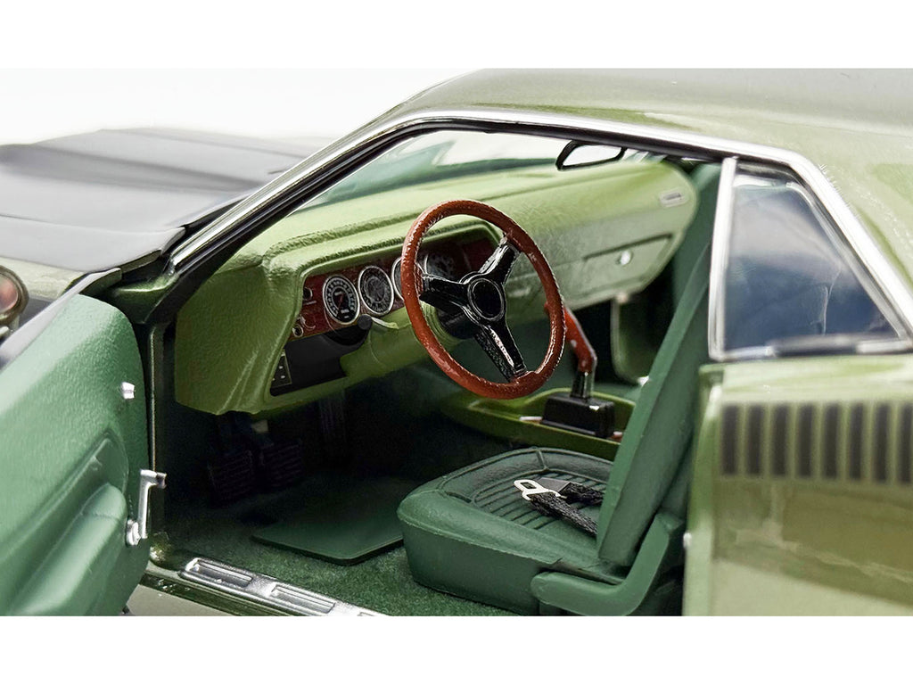1970 Plymouth AAR Cuda Ivy Green Metallic with Black Stripes and Green Interior Limited Edition to 576 pieces Worldwide 1/18 Diecast Model Car by ACME