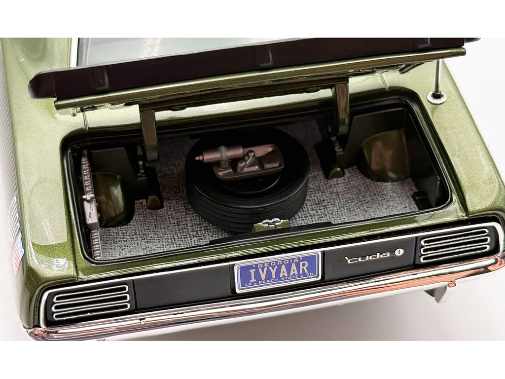 1970 Plymouth AAR Cuda Ivy Green Metallic with Black Stripes and Green Interior Limited Edition to 576 pieces Worldwide 1/18 Diecast Model Car by ACME