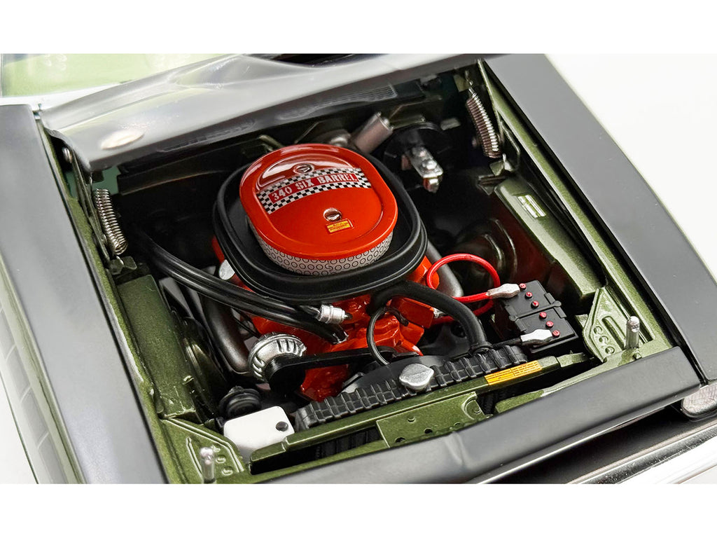 1970 Plymouth AAR Cuda Ivy Green Metallic with Black Stripes and Black Vinyl Top with Green Interior Limited Edition to 448 pieces Worldwide 1/18 Diecast Model Car by ACME