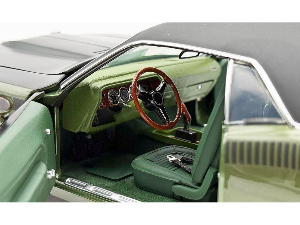 1970 Plymouth AAR Cuda Ivy Green Metallic with Black Stripes and Black Vinyl Top with Green Interior Limited Edition to 448 pieces Worldwide 1/18 Diecast Model Car by ACME