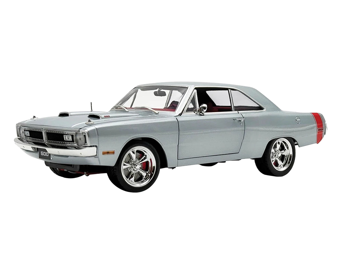 1970 Dodge Dart 440 Street Machine Titanium Silver Metallic with Red Tail Stripe and Red Interior Limited Edition to 594 pieces Worldwide 1/18 Diecast Model Car by ACME - image 2