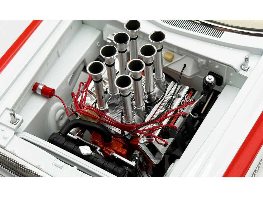 1965 Dodge Coronet AWB "Mr. Tomato" White with Red Stripes Limited Edition to 408 pieces Worldwide 1/18 Diecast Model Car by ACME