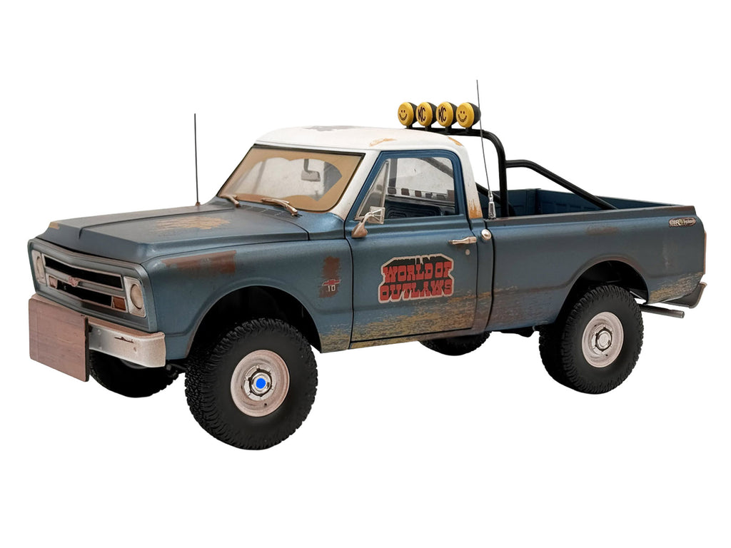 1967 Chevrolet K-10 Pickup Truck "World of Outlaws Push Truck" Blue (Rusted) with White Top Limited Edition to 378 pieces Worldwide 1/18 Model Car by ACME - image 2