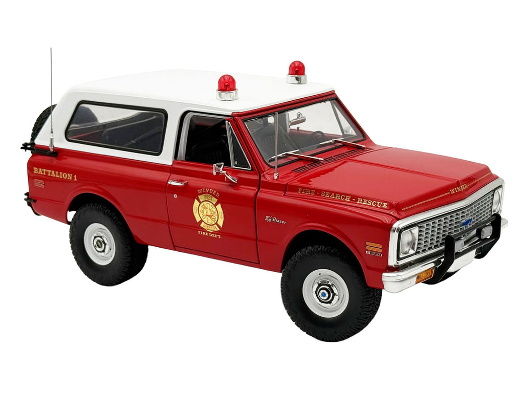 1972 Chevrolet Blazer K/5 "The Chief - Winder Fire Department Georgia Battalion 1" Red with White Top Limited Edition to 246 pieces Worldwide 1/18 Diecast Model Car by ACME - image 2