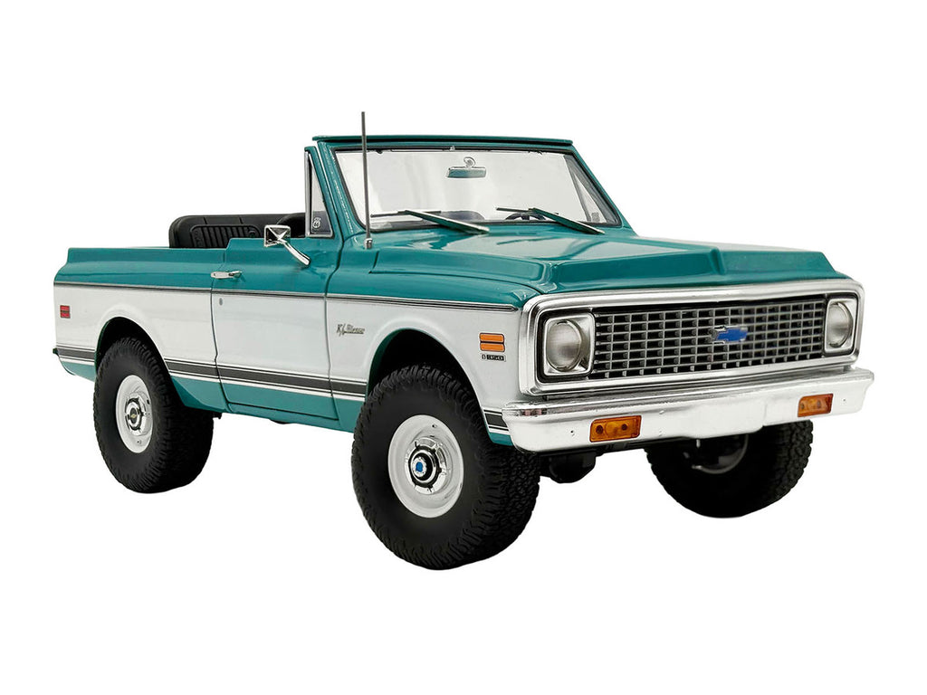 1972 Chevrolet Blazer K/5 "Route 66 100th Anniversary" Green and White with Black Stripes Limited Edition 1/18 Diecast Model Car by ACME