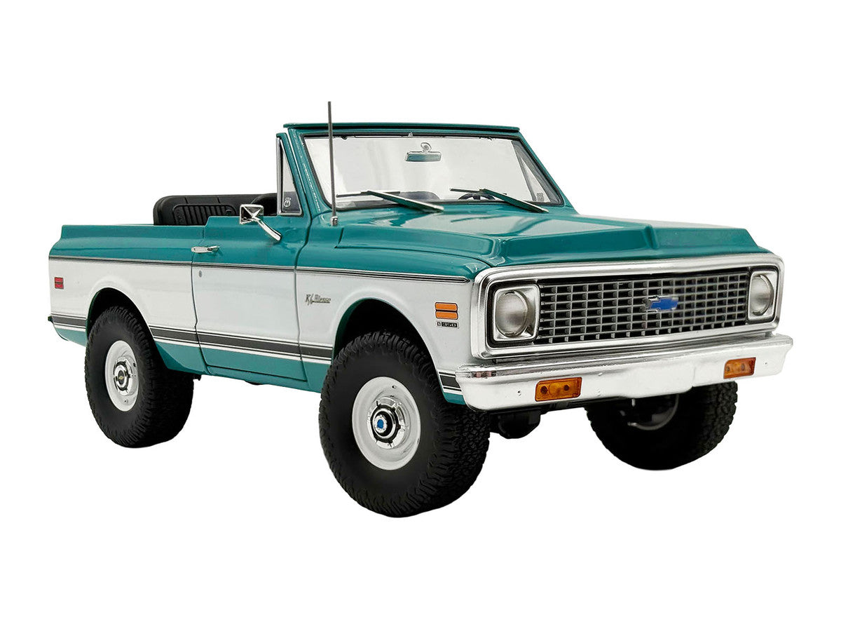 1972 Chevrolet Blazer K/5 "Route 66 100th Anniversary" Green and White with Black Stripes Limited Edition 1/18 Diecast Model Car by ACME