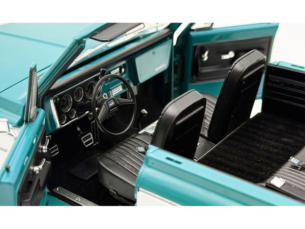 1972 Chevrolet Blazer K/5 "Route 66 100th Anniversary" Green and White with Black Stripes Limited Edition 1/18 Diecast Model Car by ACME