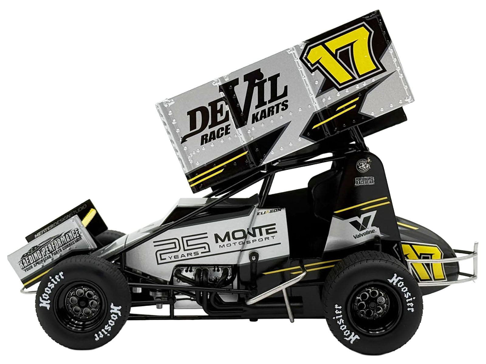 Winged Sprint Car #17 Cory Eliason "Devil Race Karts" Monte Motorsports (2025) 1/18 Diecast Model Car by ACME - image 3
