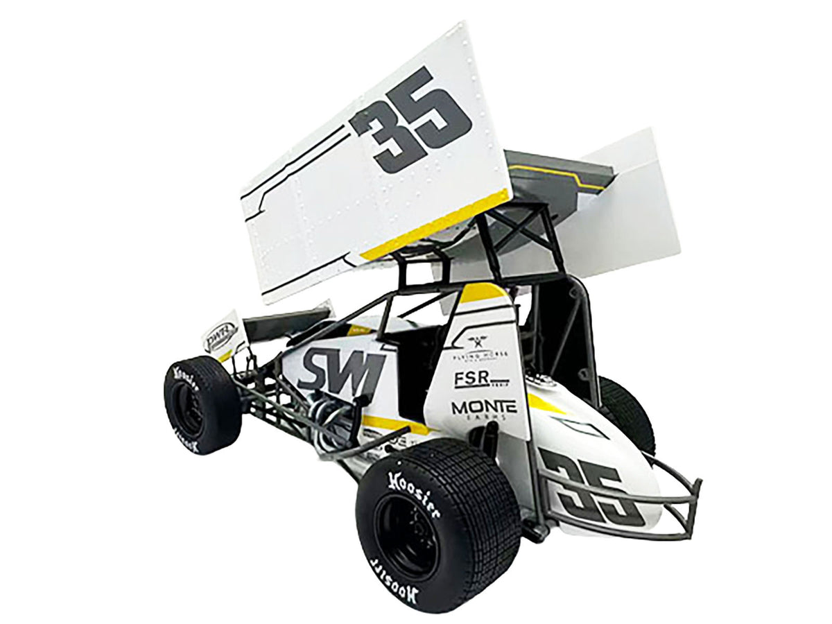 Winged Sprint Car #35 Jamie Veal "SWI Earthworks" White (2025) 1/18 Diecast Model Car by ACME - image 3