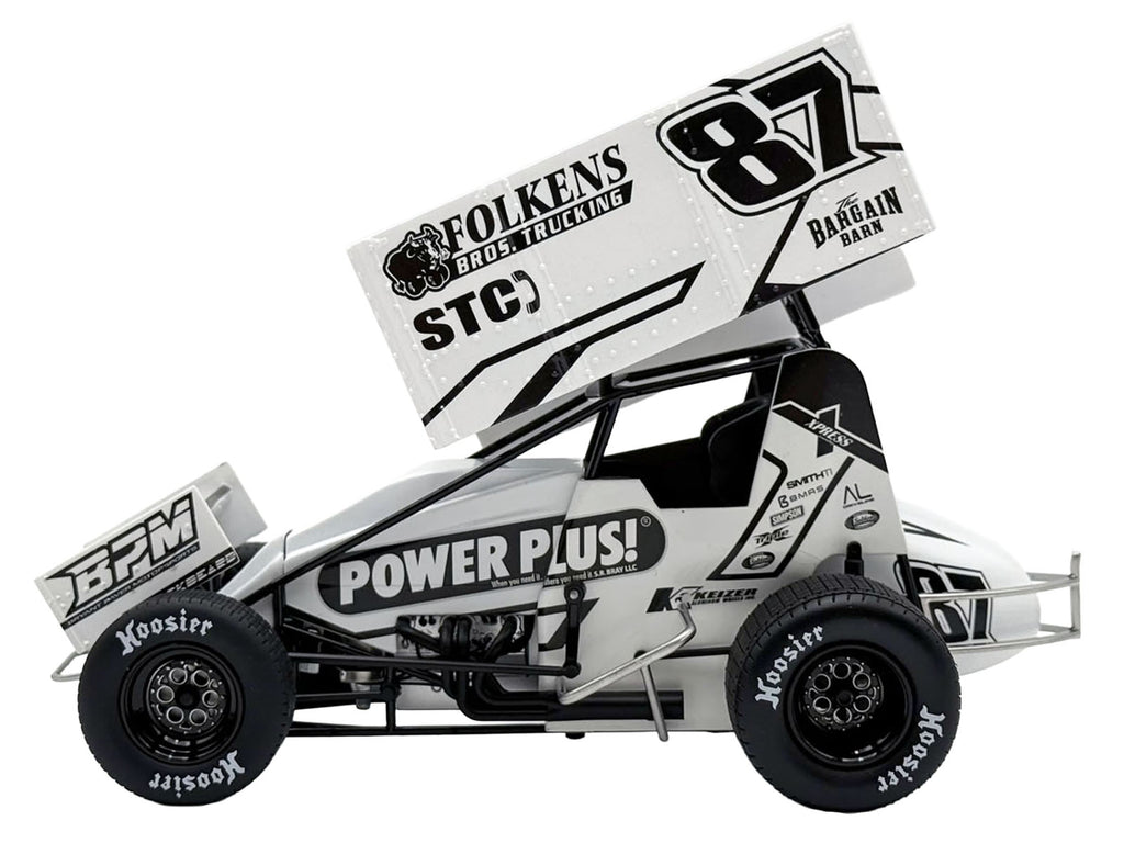 Winged Sprint Car #87 Aaron Reutzel "Power Plus" White (2026) 1/18 Diecast Model Car by ACME
