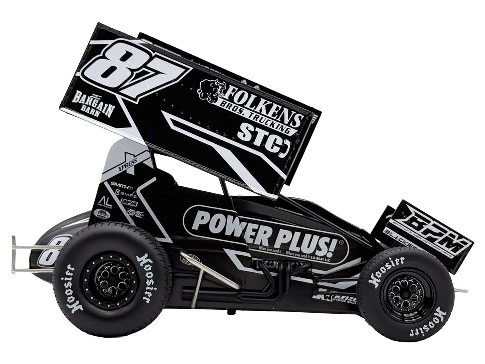 Winged Sprint Car #87 Aaron Reutzel "Power Plus" Black (2026) 1/18 Diecast Model Car by ACME
