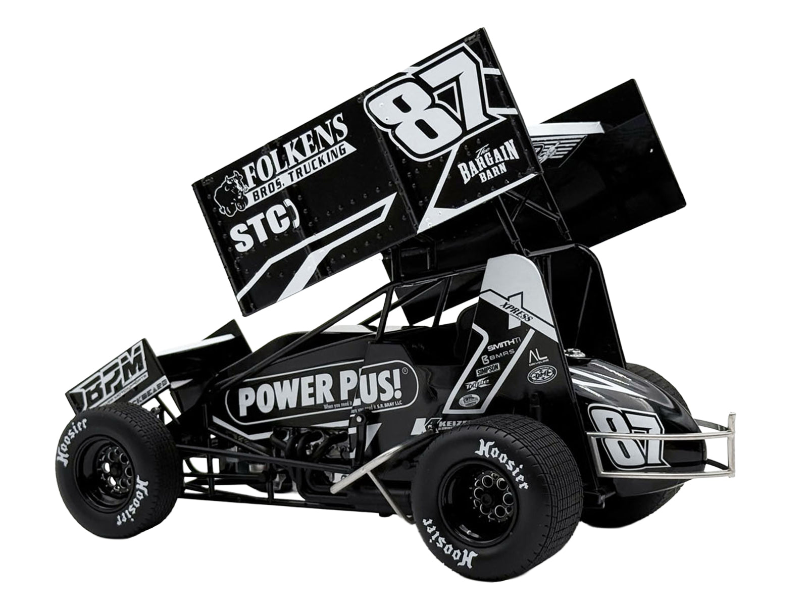 Winged Sprint Car #87 Aaron Reutzel "Power Plus" Black (2026) 1/18 Diecast Model Car by ACME