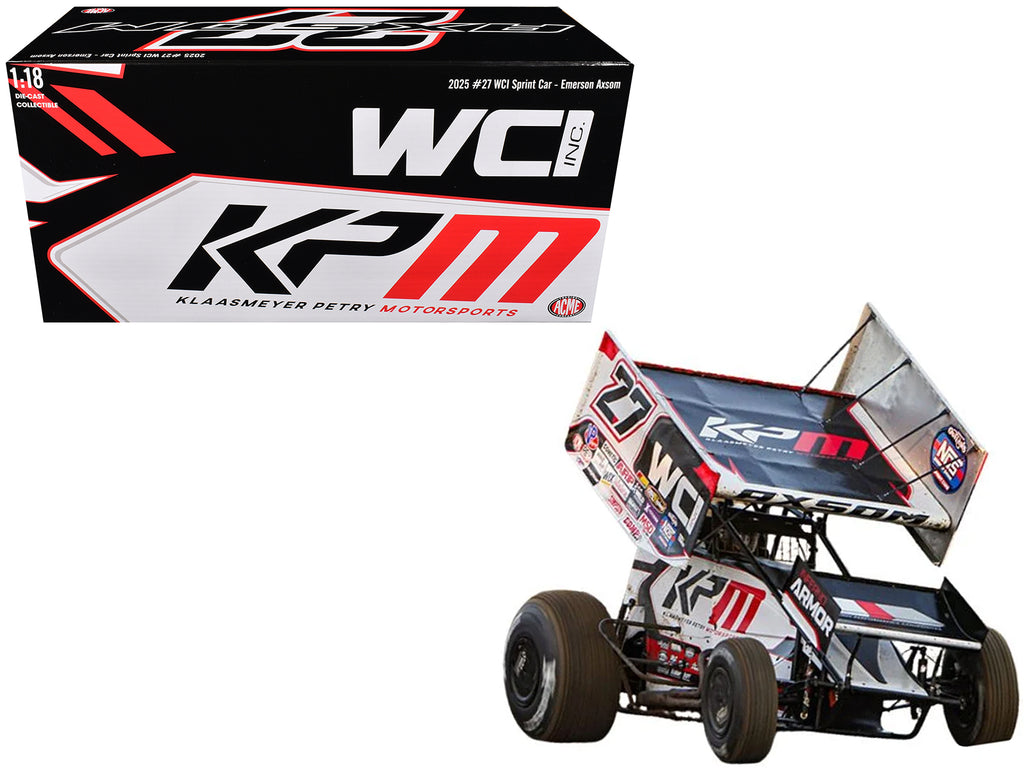 Winged Sprint Car #27 Emerson Axsom "WCI - KPM" White (2026) 1/18 Diecast Model Car by ACME