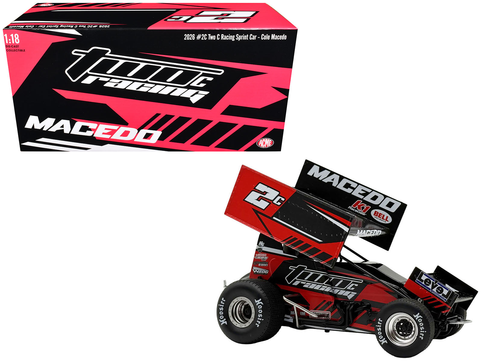 Winged Sprint Car #2C Cole Macedo "Two C Racing" (2026) 1/18 Diecast Model Car by ACME