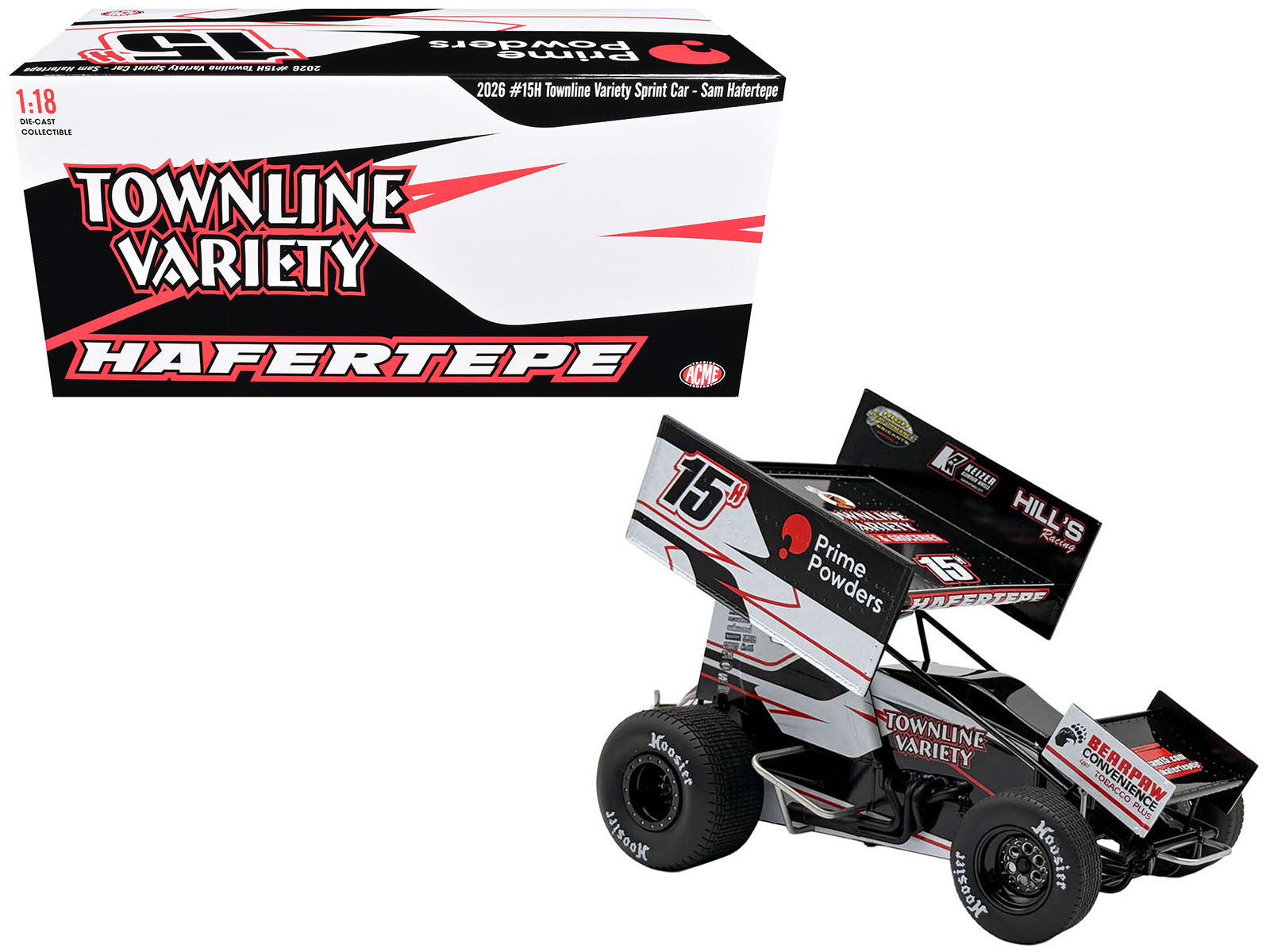 Winged Sprint Car #15H Sam Hafertepe "Townline Variety - Prime Powders" (2026) 1/18 Diecast Model Car by ACME