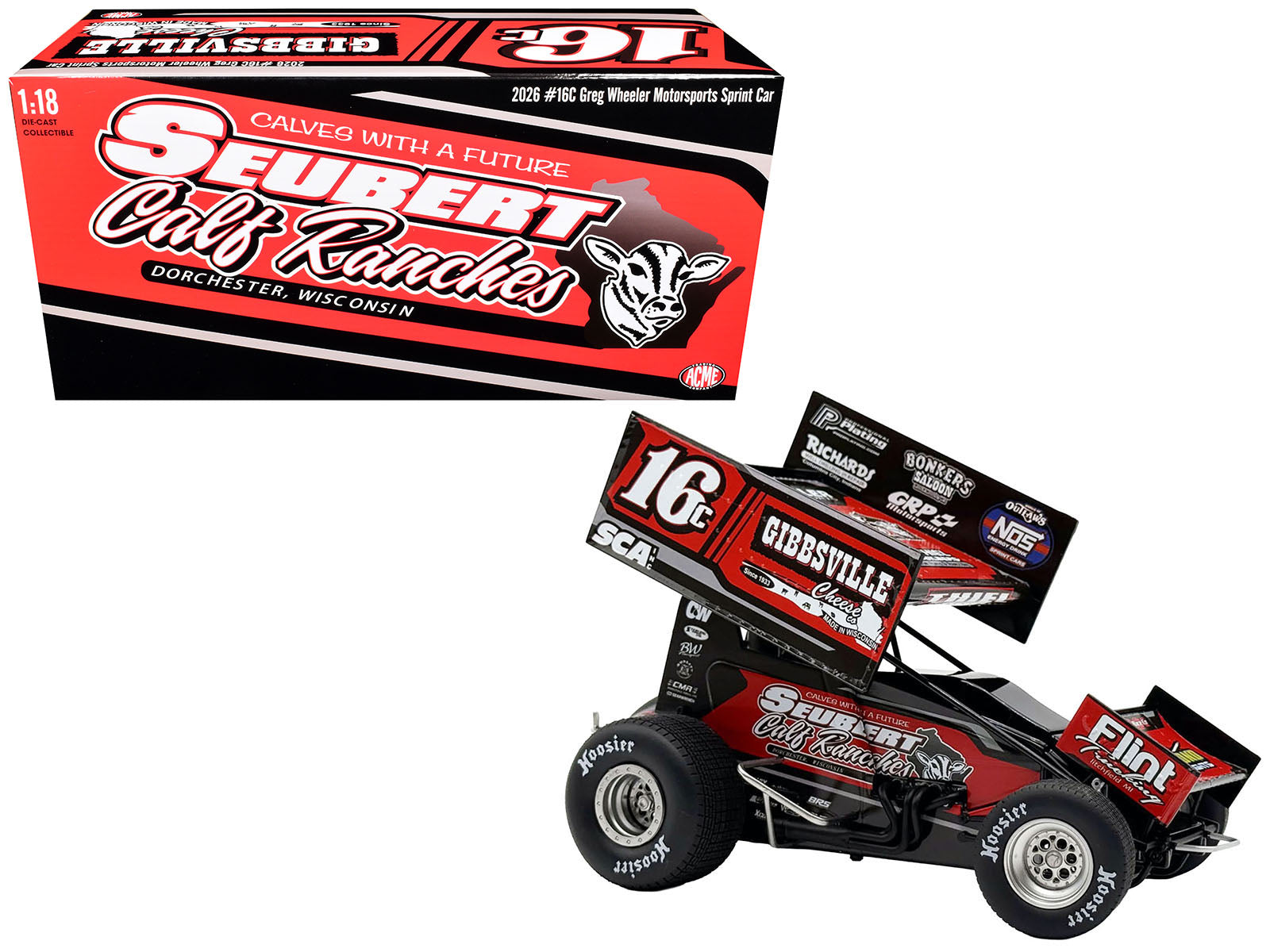 Winged Sprint Car #16C Scotty Thiel "Greg Wheeler Motorsports - Seubert Calf Ranches" (2026) 1/18 Diecast Model Car by ACME