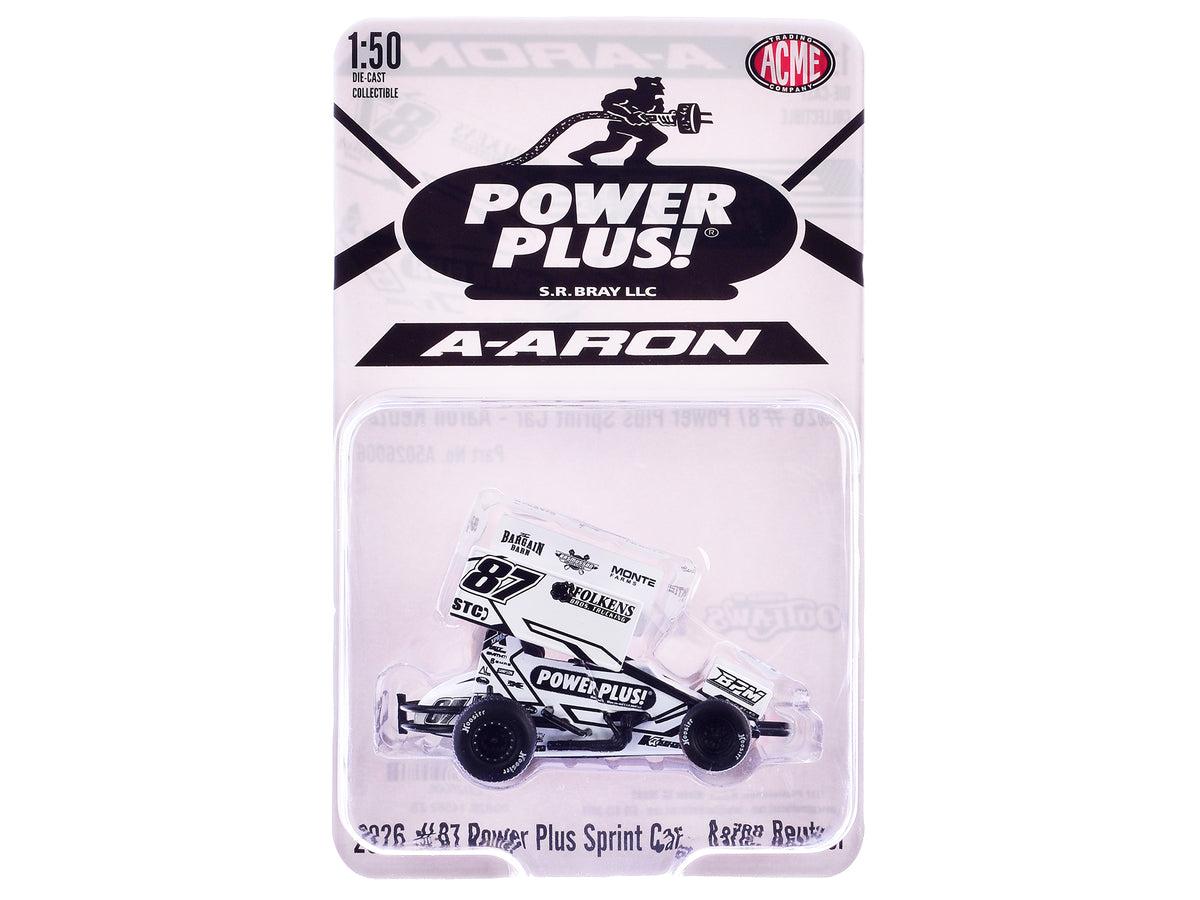 Winged Sprint Car #87 Aaron Reutzel "Power Plus" White (2026) 1/50 Diecast Model Car by ACME