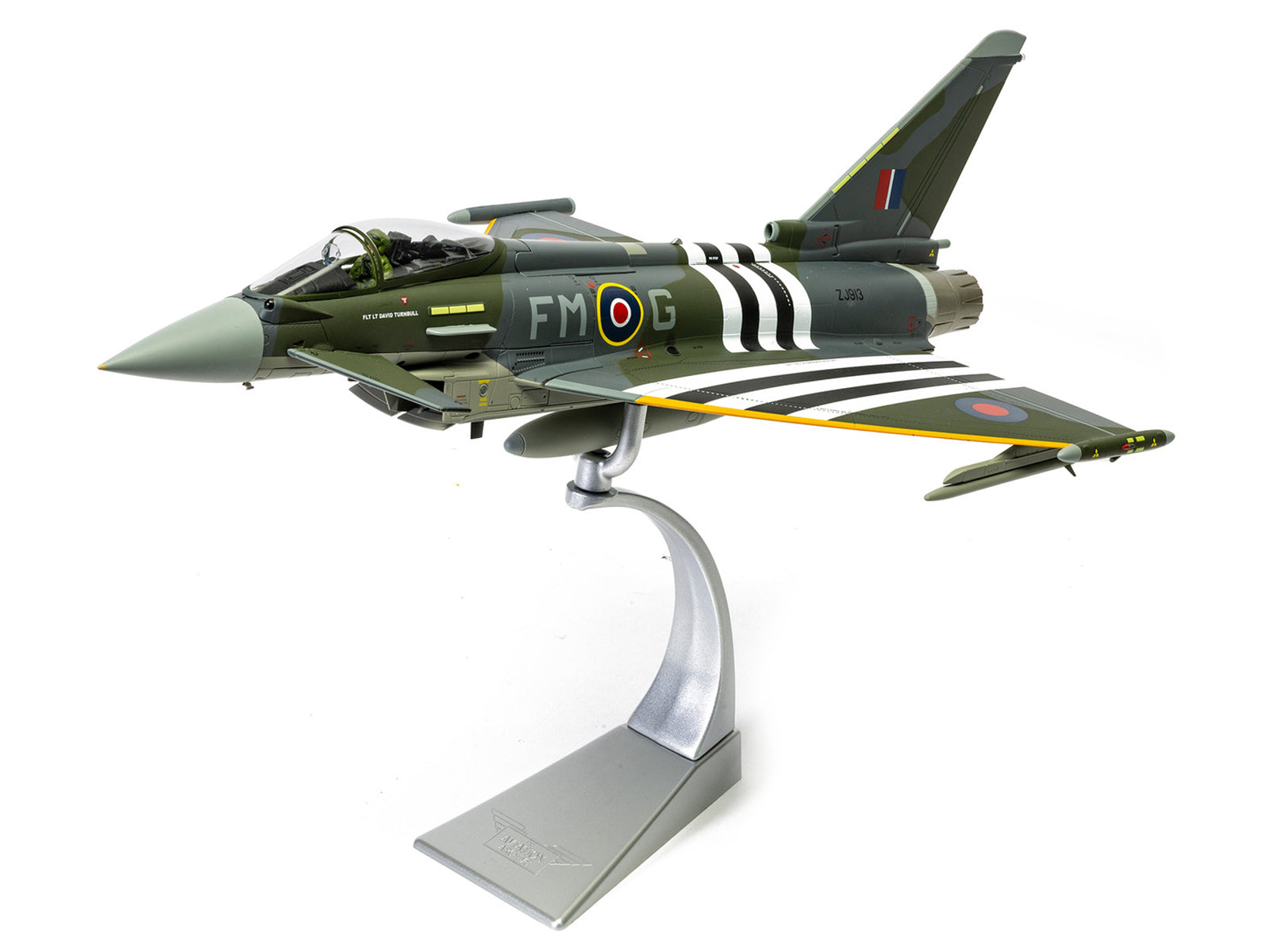 Eurofighter Typhoon FGR4 Fighter Aircraft "ZJ913 FM-G Moggy D-Day 80th Anniversary Display Scheme" (2024) Royal Air Force "The Aviation Archive" Series 1/48 Diecast Model by Corgi - image 4