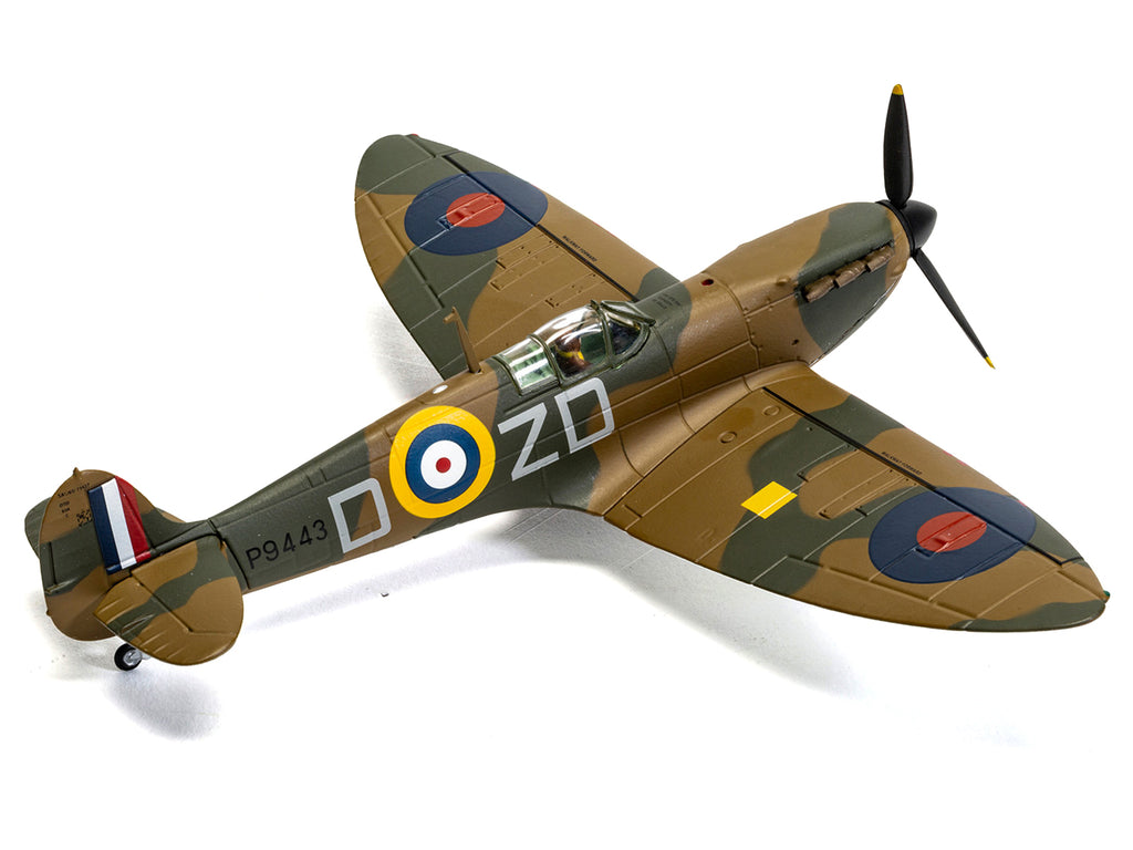 Supermarine Spitfire MkI Fighter Aircraft "P9443 ZD-D Flight Lieutenant Douglas Bader No. 222 Squadron Battle of Britain" (1940) Royal Air Force "The Aviation Archive" Series 1/72 Diecast Model by Corgi - image 2