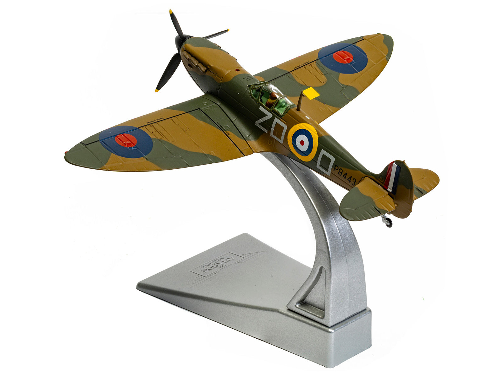 Supermarine Spitfire MkI Fighter Aircraft "P9443 ZD-D Flight Lieutenant Douglas Bader No. 222 Squadron Battle of Britain" (1940) Royal Air Force "The Aviation Archive" Series 1/72 Diecast Model by Corgi - image 4