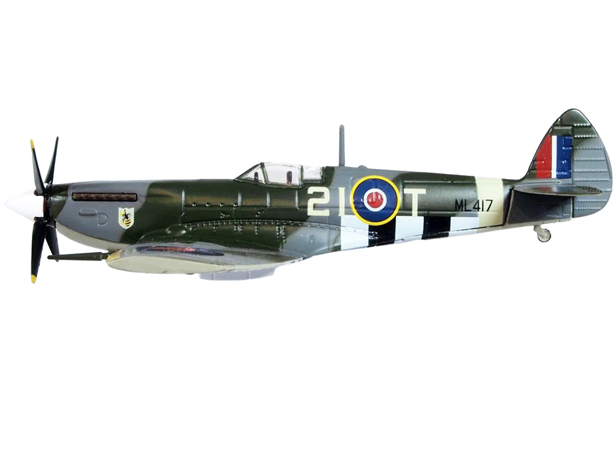 Supermarine Spitfire Mk IXE Fighter Aircraft "21-T 443 Squadron 127 Wing Belgium" (1945) Royal Canadian Air Force "Oxford Aviation" Series 1/72 Diecast Model Airplane by Oxford Diecast - image 2