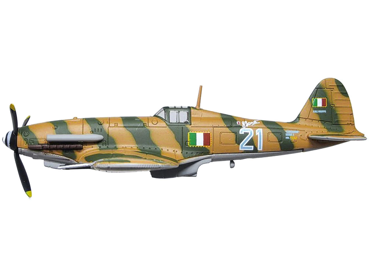 Fiat G55 Centauro Fighter Aircraft "1 Gruppo 3 Squadriglia MM.91147 Italy" (1944) Italian Air Force "Oxford Aviation" Series 1/72 Diecast Model Airplane by Oxford Diecast - image 2