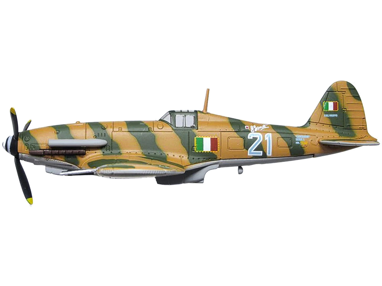 Fiat G55 Centauro Fighter Aircraft "1 Gruppo 3 Squadriglia MM.91147 Italy" (1944) Italian Air Force "Oxford Aviation" Series 1/72 Diecast Model Airplane by Oxford Diecast - image 2