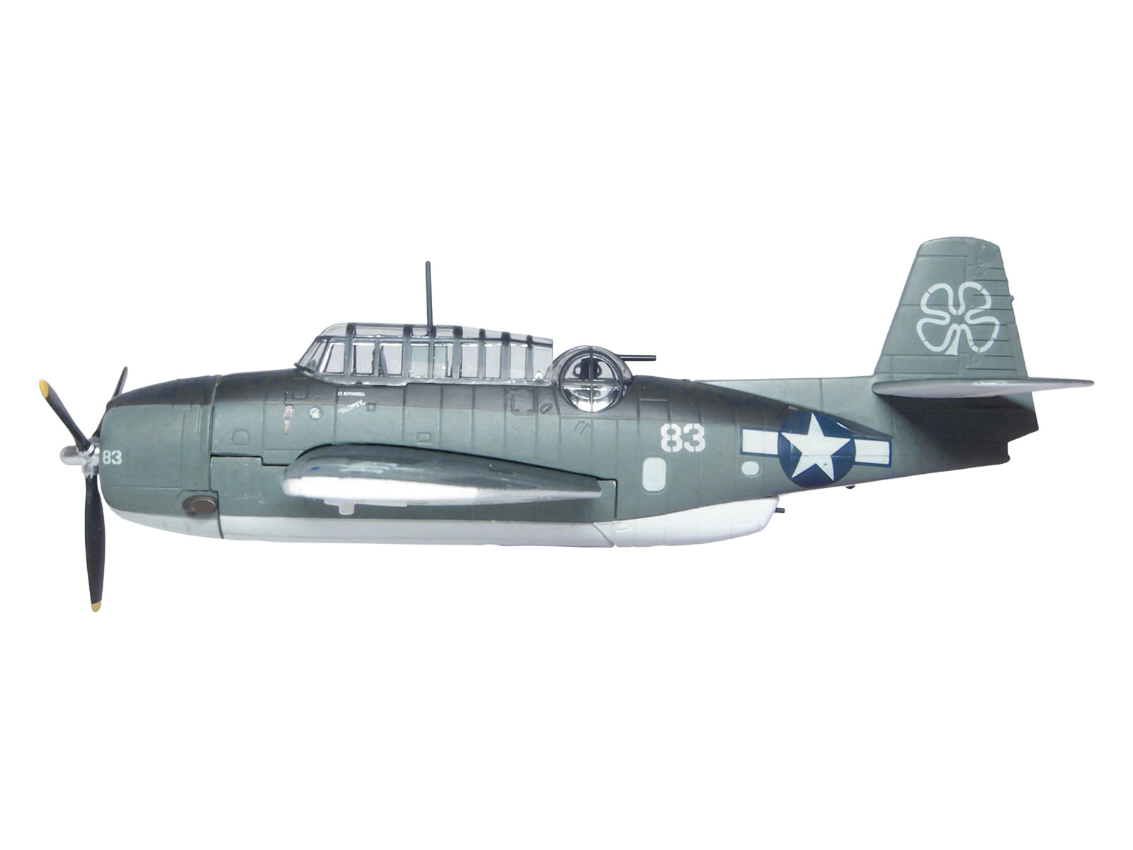 Grumman Avenger TBM-1C Aircraft "White 83 Blopsy VC-76 Petrof Bay" (1945) United States Navy "Oxford Aviation" 1/72 Diecast Model Airplane by Oxford Diecast - image 2