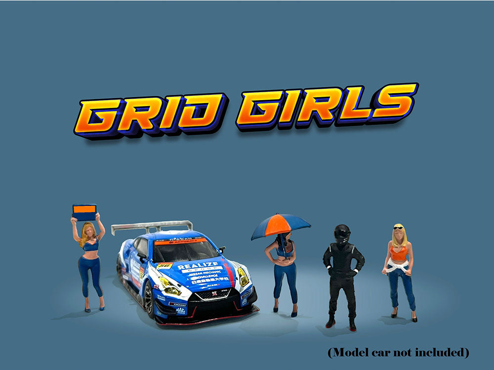"Grid Girls" 5 piece Diecast Figure Set (4 People Figures 1 Umbrella) Limited Edition to 3600 pieces Worldwide for 1/64 Scale Models by American Diorama - image 3
