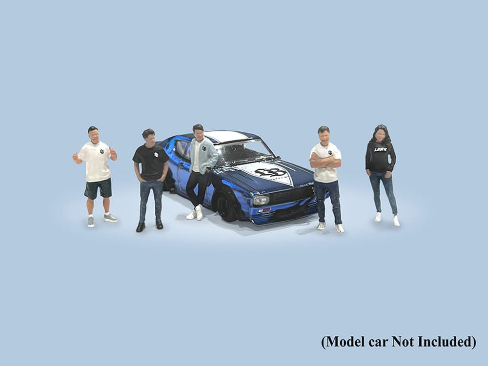 "Liberty Walk Team" 5 piece Diecast Figure Set (5 Figures) Limited Edition for 1/64 Scale Models by American Diorama - image 3