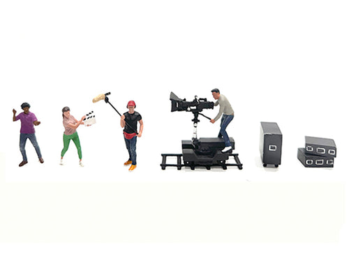 "Behind The Scenes #2" 7 piece (4 People 3 Accessories) Diecast Figures Set 1/64 Scale Models by American Diorama - image 2
