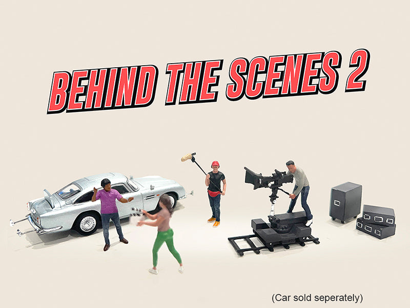 "Behind The Scenes #2" 7 piece (4 People 3 Accessories) Diecast Figures Set 1/64 Scale Models by American Diorama - image 3