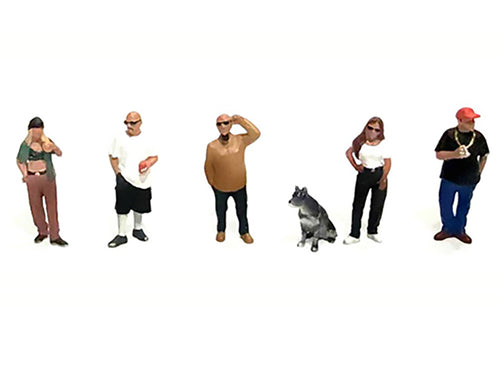 "Curbside Crowd" 6 piece Diecast Figure Set (6 Figures) Limited Edition for 1/64 Scale Models by American Diorama - image 2