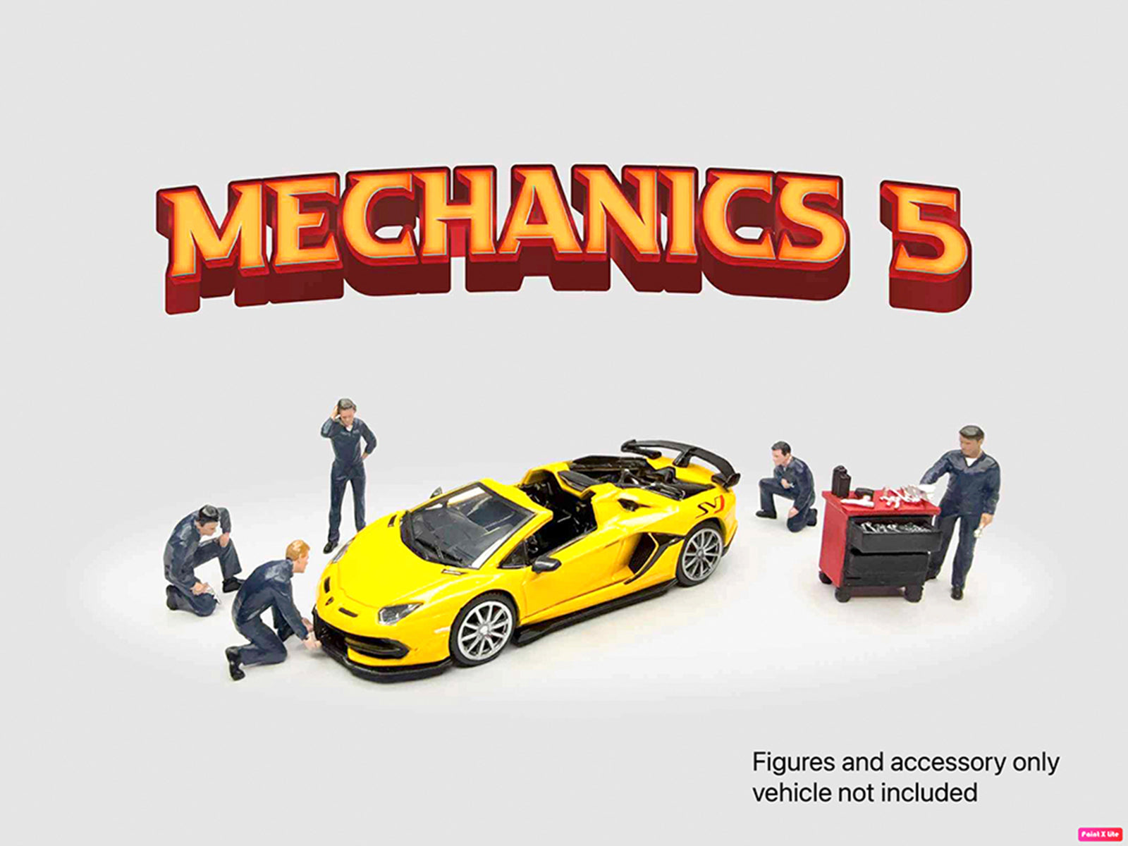 "Mechanics #5" 6 piece Diecast Figure Set (5 Figures 1 Tool Cabinet) Limited Edition for 1/64 Scale Models by American Diorama - image 2