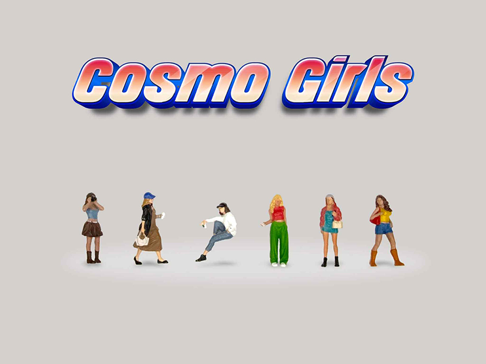 "Cosmo Girls" 6 piece Diecast Figure Set (6 Figures) Limited Edition for 1/64 Scale Models by American Diorama - image 2