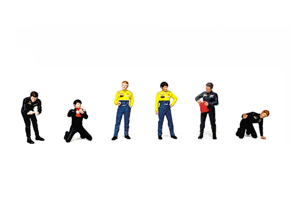 "Race Crew #2" 6 piece Diecast Figure Set (6 Figures) Limited Edition for 1/64 Scale Models by American Diorama