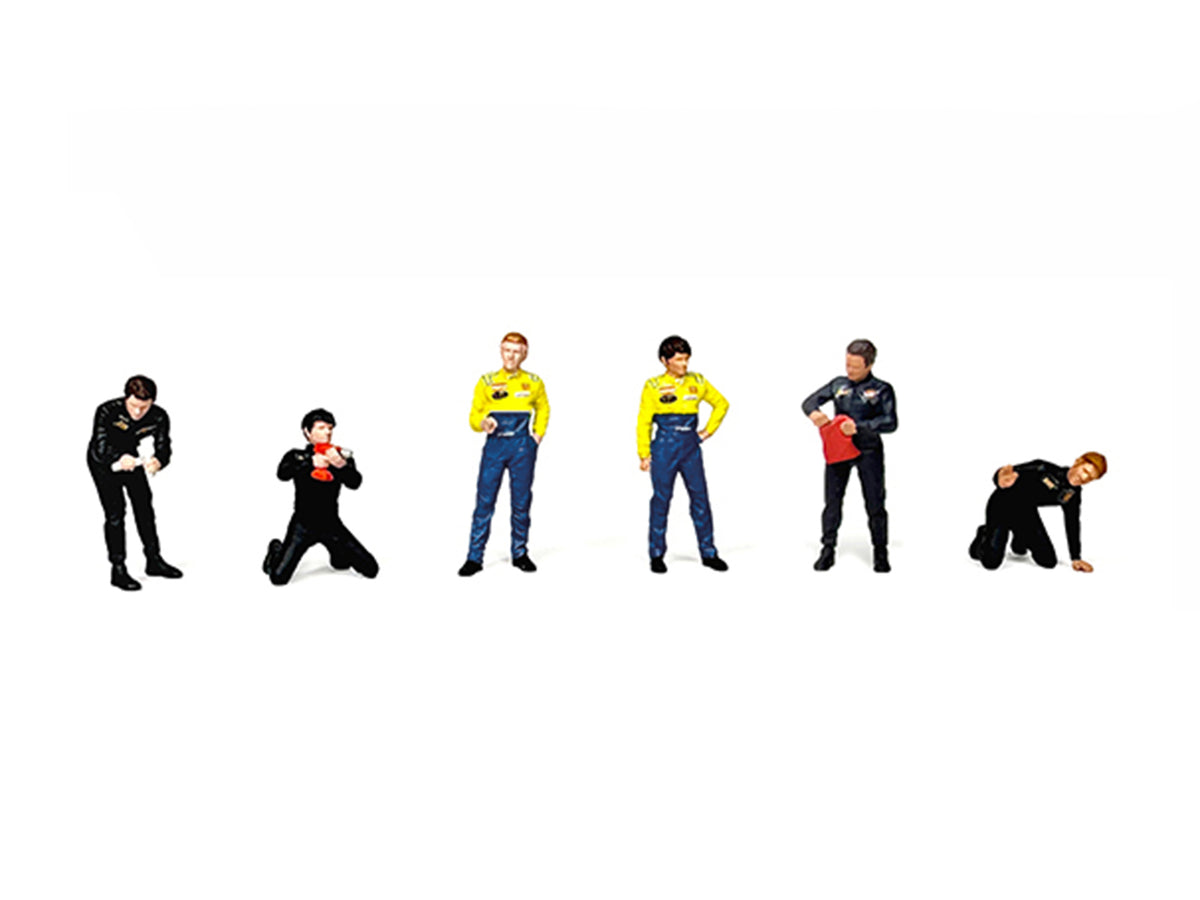 "Race Crew #2" 6 piece Diecast Figure Set (6 Figures) Limited Edition for 1/64 Scale Models by American Diorama