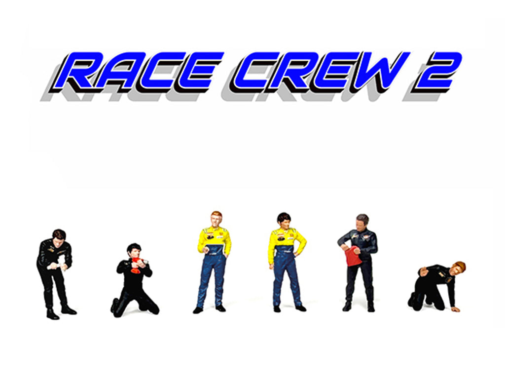"Race Crew #2" 6 piece Diecast Figure Set (6 Figures) Limited Edition for 1/64 Scale Models by American Diorama