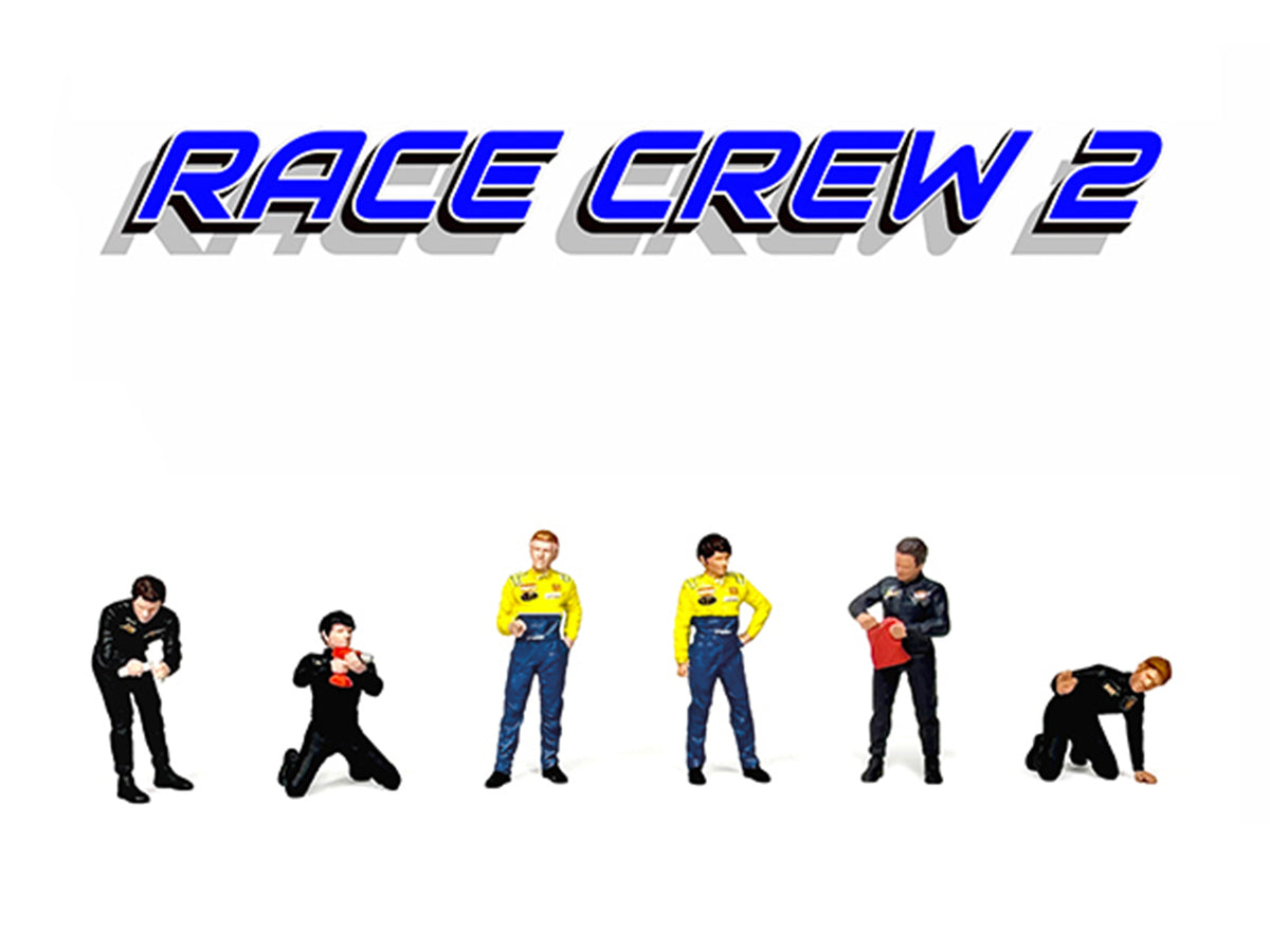 "Race Crew #2" 6 piece Diecast Figure Set (6 Figures) Limited Edition for 1/64 Scale Models by American Diorama
