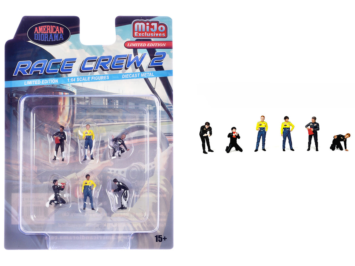 "Race Crew #2" 6 piece Diecast Figure Set (6 Figures) Limited Edition for 1/64 Scale Models by American Diorama