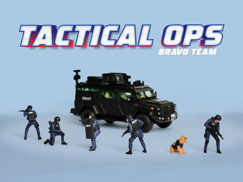 "Tactical Ops Bravo Team" 6 piece Diecast Figure Set (6 Figures) Limited Edition for 1/64 Scale Models by American Diorama - image 4