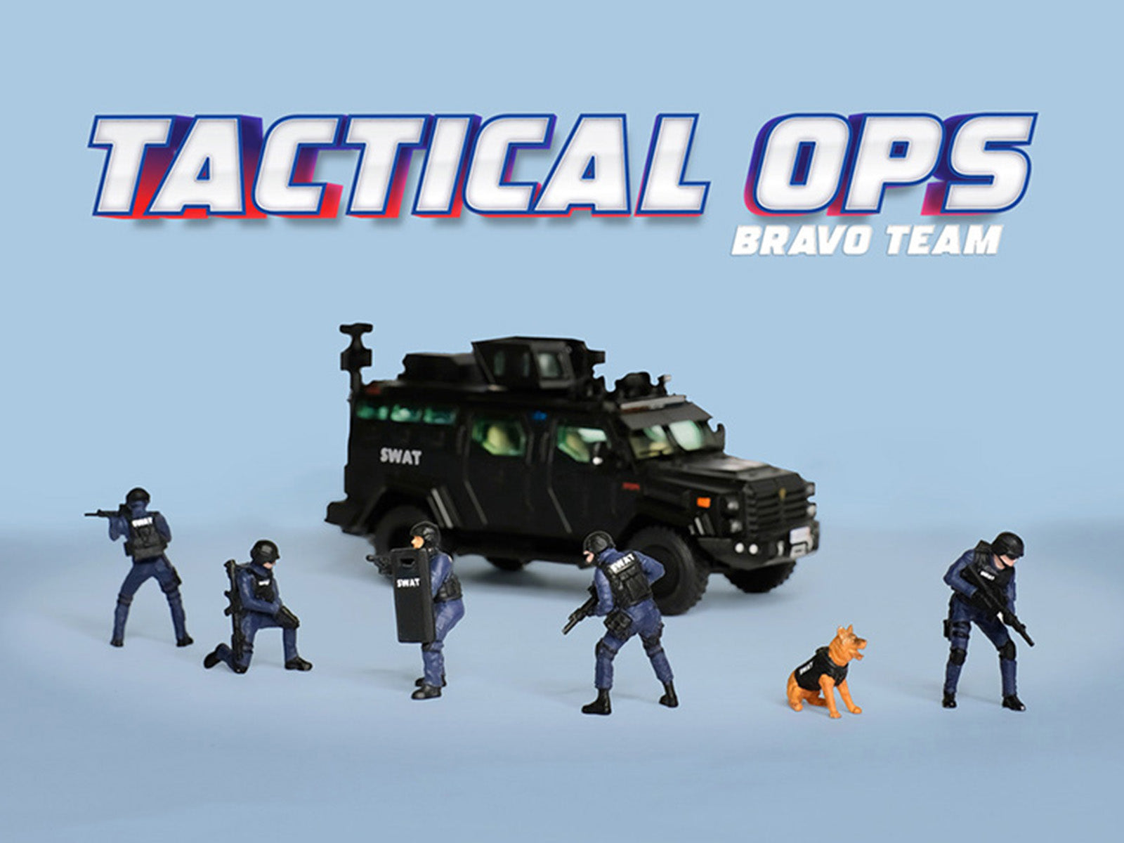 "Tactical Ops Bravo Team" 6 piece Diecast Figure Set (6 Figures) Limited Edition for 1/64 Scale Models by American Diorama - image 4