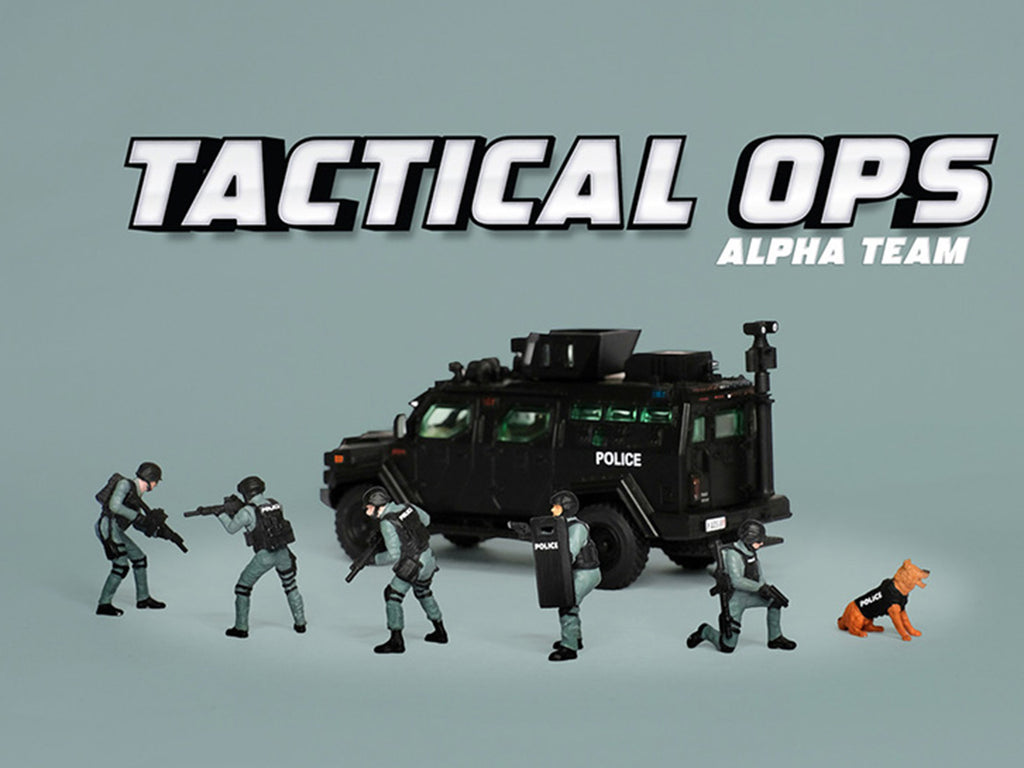 "Tactical Ops Alpha Team" 6 piece Diecast Figure Set (6 Figures) Limited Edition for 1/64 Scale Models by American Diorama - image 4