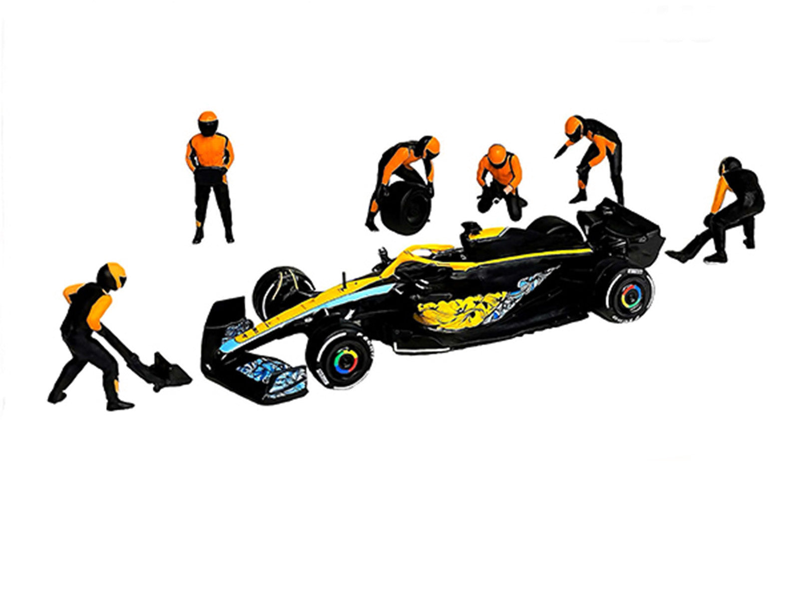 "Formula Pit Crew – Team Orange" 6 piece Diecast Figure Set (6 Figures) Limited Edition for 1/64 Scale Models by American Diorama - image 2